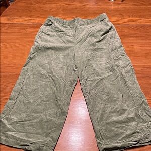 Gudrum Sjoden green high waisted wide leg cropped Corduroy Pants large